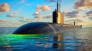 Illustration of the Virginia Block V attack submarine highlighting its advanced features and strategic capabilities.