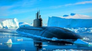 Illustration of nuclear-powered submarines transporting liquefied natural gas from the Arctic to Asia.