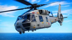 Illustration of Raytheon's Multispectral Targeting System-A HD enhancing precision in naval helicopter operations.
