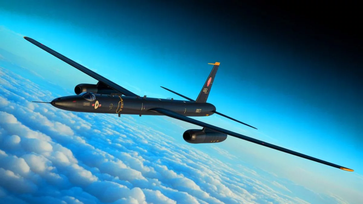 Illustration of the U-2 Dragon Lady spy plane in flight.