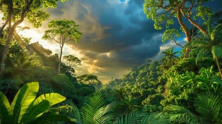 Illustration von einem möglichen Klimakollaps durch das Verschwinden tropischer Wälder.