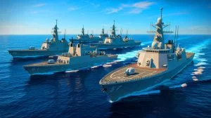 Illustration von der strategischen Neuausrichtung der US-amerikanischen Seemacht angesichts der wachsenden Bedrohung durch China.