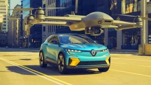 Illustration von den strategischen Veränderungen bei Renault im Bereich Elektromobilität und militärische Diversifikation.