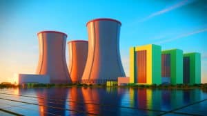 Illustration von der Nutzung fortschrittlicher nuklearer Technologie zur nachhaltigen Energieversorgung von Rechenzentren.