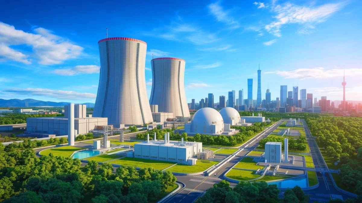 Illustration von Chinas kosteneffizientem Ansatz im Bau von Kernkraftwerken.