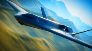 Illustration von einer mutmaßlichen chinesischen Tarnkappendrohne mit Ähnlichkeit zur B-2 „Spirit“.