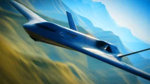 Illustration von einer mutmaßlichen chinesischen Tarnkappendrohne mit Ähnlichkeit zur B-2 „Spirit“.