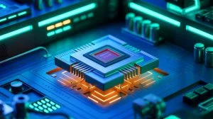 Illustration von einem Wismut-basierten Transistor als Durchbruch in der Halbleitertechnologie.