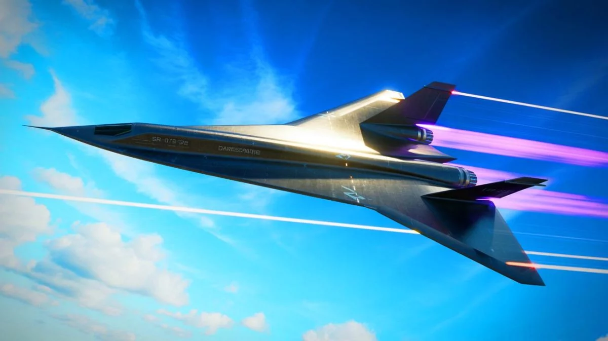Illustration von einem Hyperschallflugzeug SR-72 „Darkstar“ in der militärischen Luftfahrttechnologie.