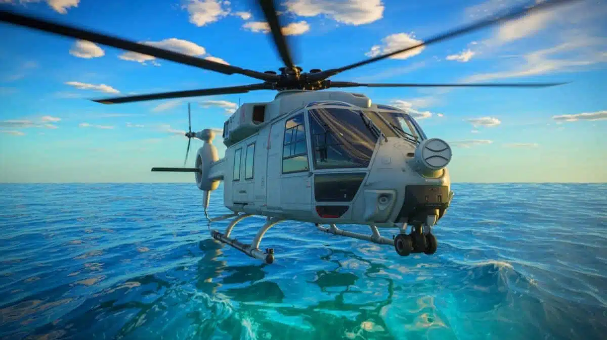 Illustration von der neuen Multispektralen Zielsystemtechnologie für maritime Hubschrauberoperationen.