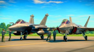 Illustration von der Entscheidung Portugals, den französischen Rafale-Kampfjet dem amerikanischen F-35 vorzuziehen.