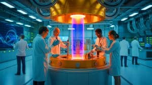 Illustration von der internationalen Zusammenarbeit beim ITER-Projekt zur Entwicklung von Fusionsenergie.