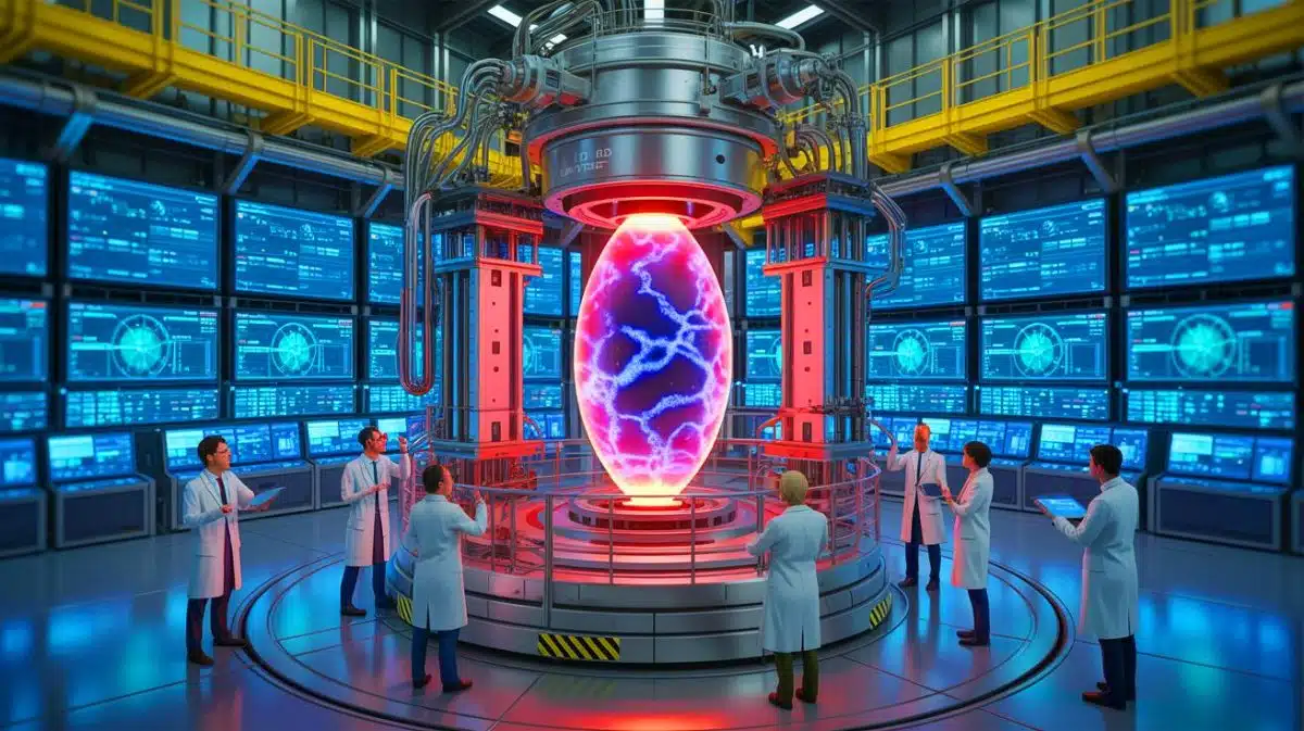 „Plasma brennt 1.066 Sekunden lang“: China liefert 1.600-Tonnen-Magnetsystem für ITER-Fusionsreaktor der die Energiewelt revolutioniert Illustration von der internationalen Zusammenarbeit zur Entwicklung des ITER-Fusionsreaktors in Frankreich.