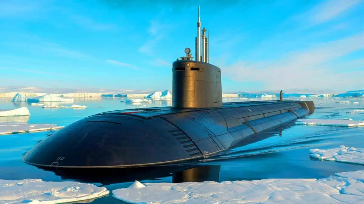 „Atom-U-Boote transportieren 200.000 Tonnen Gas“: Russland revolutioniert Energietransport mit nuklearen Unterwasser-Tankern durch die Arktis Illustration von nuklearbetriebenen U-Booten für den LNG-Transport in der Arktis.