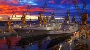 Illustration von der strategischen Modernisierung und Expansion der US-Marineflotte im geopolitischen Kontext.