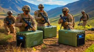 Illustration von der Integration von Wasserstoff-Brennstoffzellentechnologie in die Ausrüstung der US Marines.