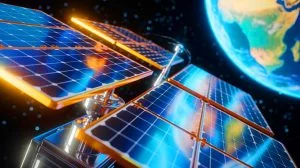 Illustration von weltraumbasierten Solarpanels zur kontinuierlichen Energieerzeugung aus dem All.