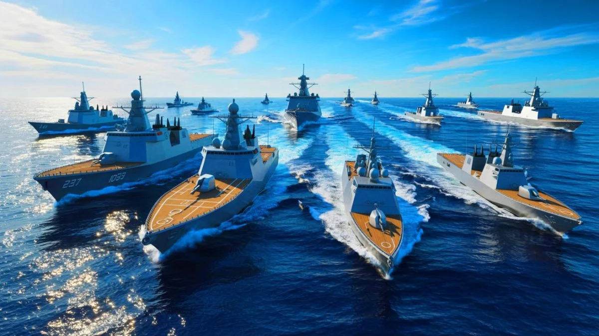 Illustration von der strategischen Neuausrichtung der US-amerikanischen Seemacht angesichts wachsender chinesischer Bedrohung.