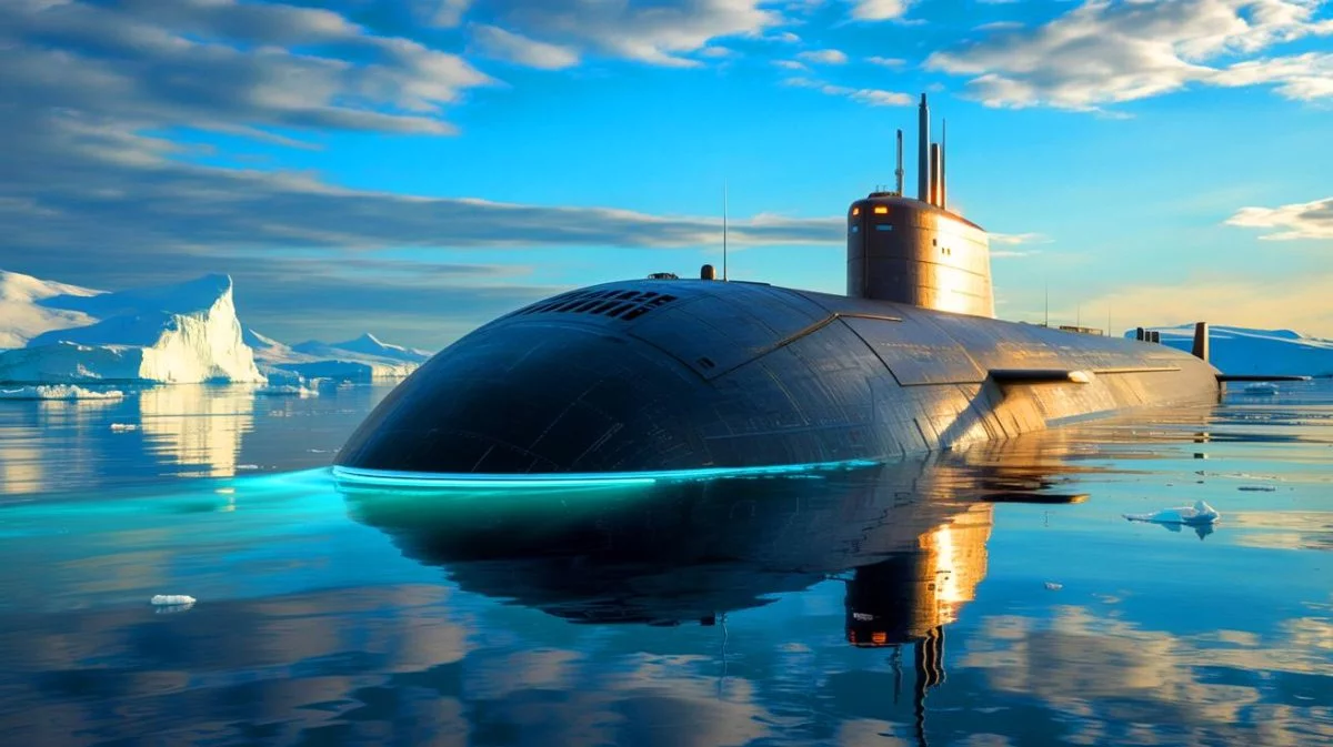 Illustration von einem nuklearbetriebenen U-Boot für den LNG-Transport durch die Arktis.