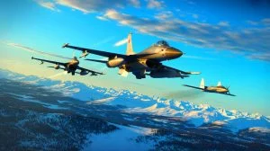 Illustration von F-16-Kampfjets bei der Überwachung russischer Aufklärungsflugzeuge in der Alaskan Air Defense Identification Zone.