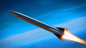 Illustration von einem Hyperschall-Missile des Typs Mako in der militärischen Anwendung.