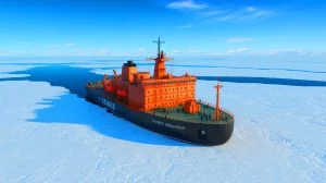 Illustration von der Präsenz chinesischer Eisbrecher in der arktischen Region nahe Alaska.
