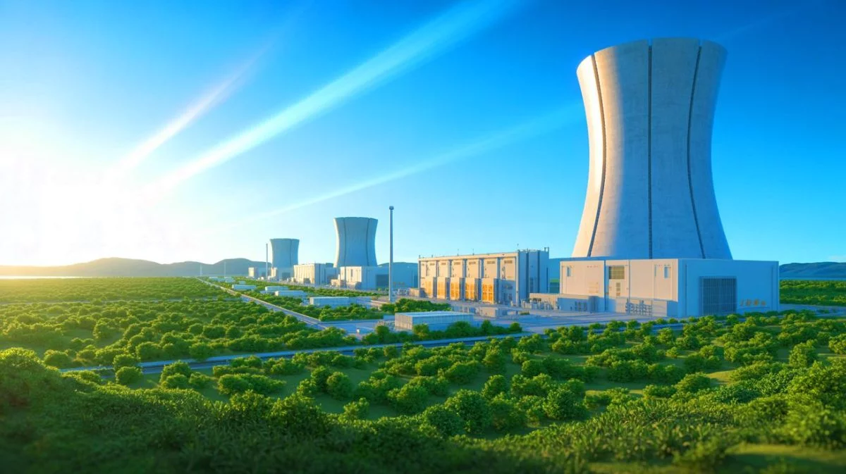Illustration von Chinas erstem kommerziellen kleinen modularen Reaktor Linglong-1 in der Provinz Hainan.