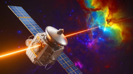 „Unfassbar, er pulverisiert alles“: Chinas Satellit schlägt mit 2-Watt-Laser Starlink um Längen und demütigt Konkurrenz Illustration von der laserbasierten Datenübertragungstechnologie im Weltraum.