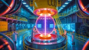 Illustration von der internationalen Zusammenarbeit bei der Entwicklung des Fusionsreaktors ITER.