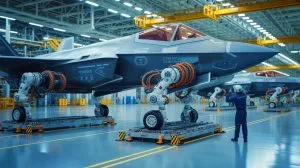 Illustration von der fortschrittlichen Produktion des F-35 Lightning II bei Northrop Grumman.