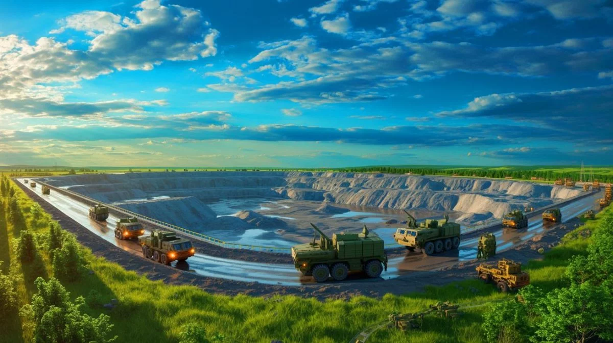 Illustration von der strategischen Kontrolle über Lithiumressourcen in der Ukraine durch Russland.