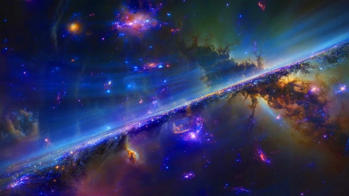 Illustration von der Großen Mauer von Herkules-Corona Borealis, einer gigantischen kosmischen Struktur, die das kosmologische Prinzip infrage stellt.
