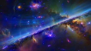 Illustration von der Großen Mauer von Herkules-Corona Borealis, einer gigantischen kosmischen Struktur, die das kosmologische Prinzip infrage stellt.