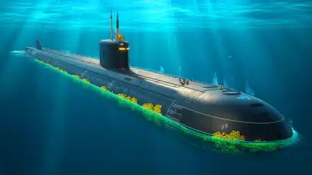 Illustration de l'avancée technologique des sous-marins indiens avec un réacteur nucléaire de 200 MWe.