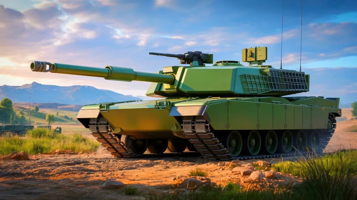 Illustration de l'AbramsX, un char de combat de nouvelle génération intégrant des technologies avancées.