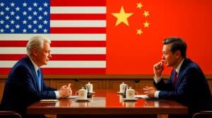 Illustration of the agreement between the U.S. and China to exclude AI from nuclear decision-making.