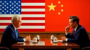 Illustration of the agreement between the U.S. and China to exclude AI from nuclear decision-making.