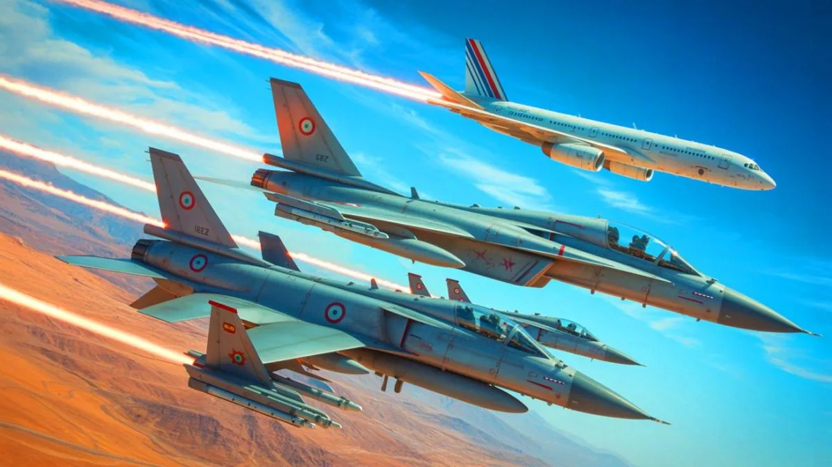 Illustration de l'interception d'un Airbus français par des chasseurs marocains lors d'un exercice militaire conjoint.