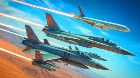 Illustration de l'interception d'un Airbus français par des chasseurs marocains lors d'un exercice militaire conjoint.