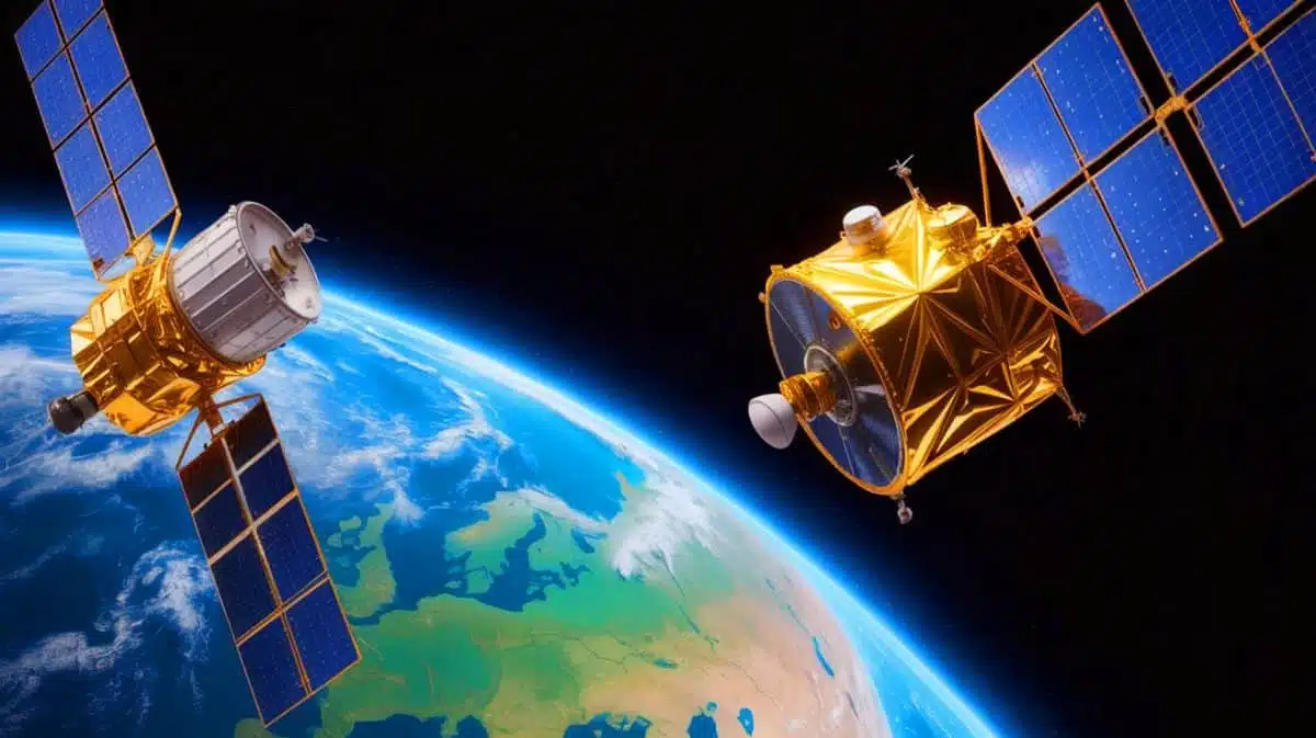 Illustration de la capture d'images d'un satellite américain par un satellite chinois en orbite.