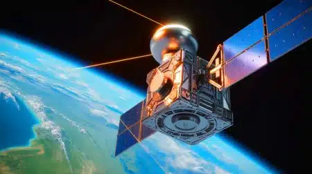 Illustration de la technologie de communication furtive développée par la Chine utilisant des métamatériaux et des satellites radar.