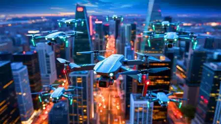 Illustration de l'attaque massive de drones russes sur l'Ukraine.