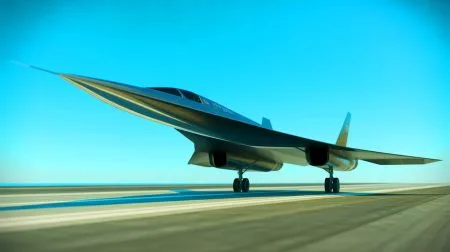 Illustration de l'avion mystérieux repéré sur des images satellites de l'usine Lockheed Martin, potentiellement le SR-72.