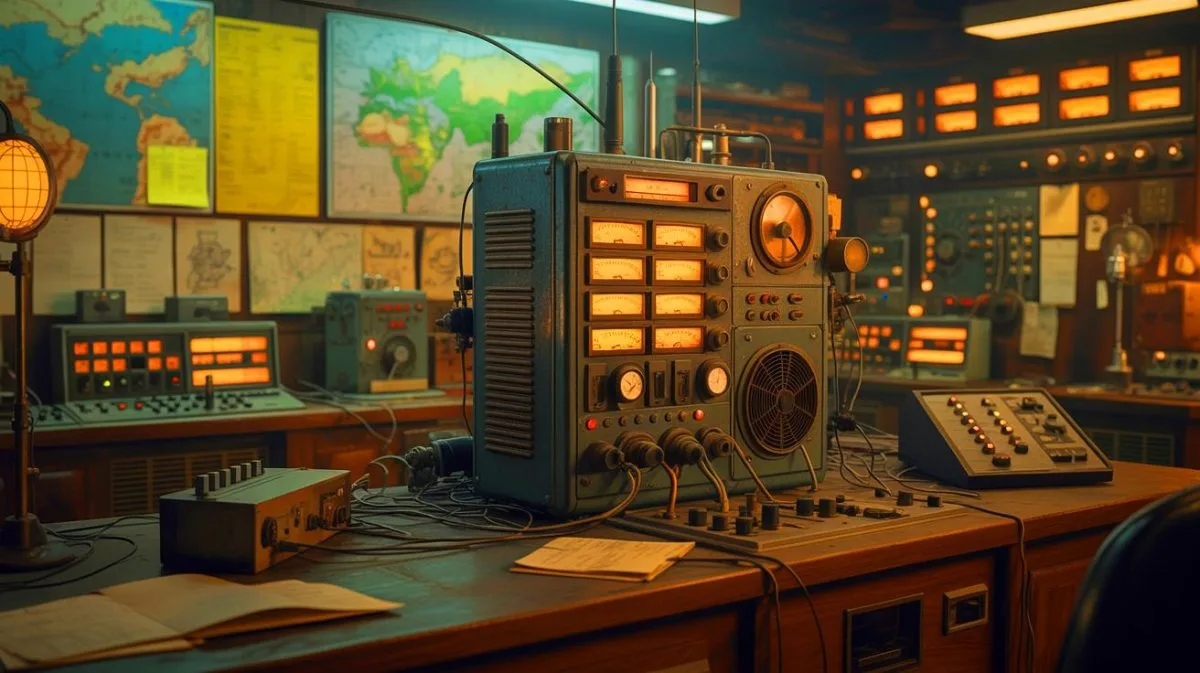Illustration de la station radio russe UVB-76, connue pour ses signaux codés mystérieux.