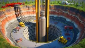 Illustration de réacteurs nucléaires souterrains de 15 mégawatts prévus par Deep Fission pour 2026.