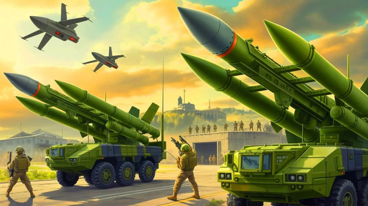 Illustration de l'Ukraine développant ses capacités militaires pour compenser les restrictions américaines.