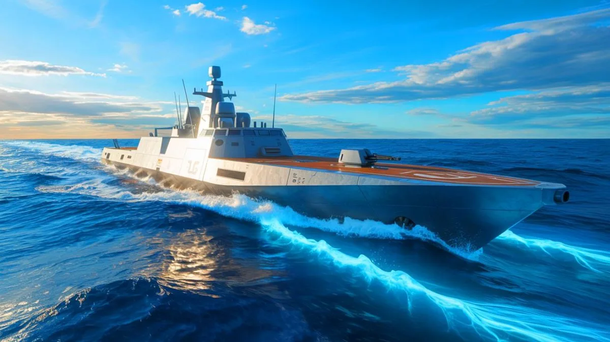 Illustration de l'AIRCAT Bengal MC, navire de guerre autonome révolutionnaire.