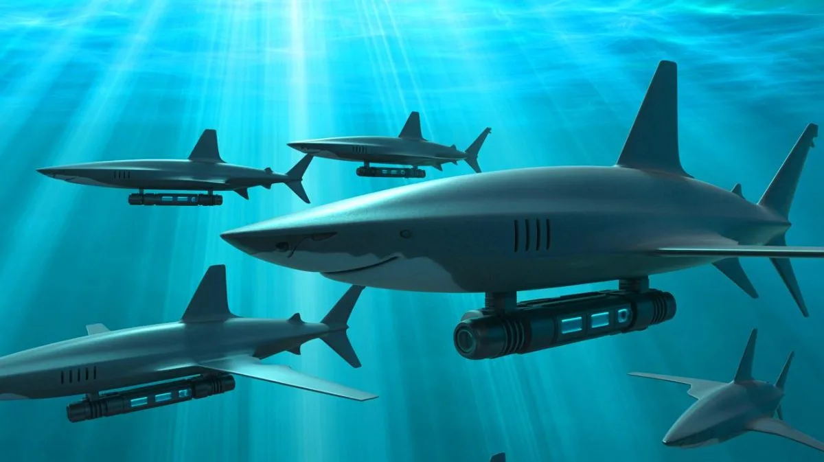 Illustration von der Entwicklung und Einsatzplanung der Ghost Shark-Drohnen durch die australische Marine.