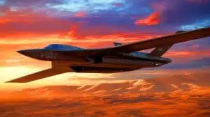 Illustration von der fortschrittlichen Stealth-Technologie des B-21 Raider-Bombers.