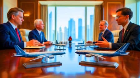 « Cet accord secret sauve Boeing de la faillite » : la Chine achète massivement des avions américains et bouleverse l’équilibre commercial mondial Illustration de l'accord commercial potentiel entre les États-Unis et la Chine impliquant Boeing.